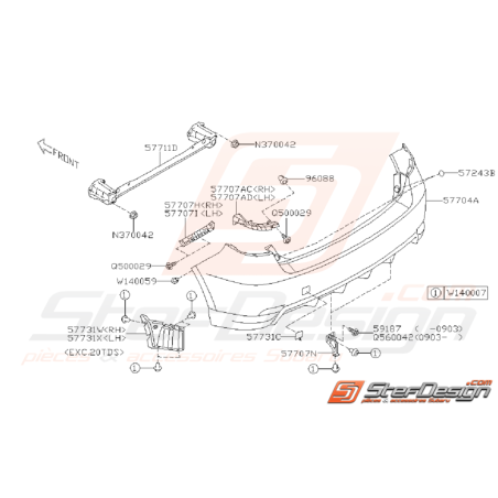 Ensemble Pare Choc Arrière Subaru WRX 2008 - 2010