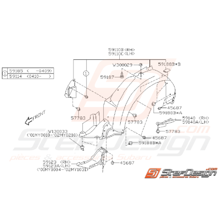 Ensemble Passage de Roue Avant Subaru WRX 2001 - 2002 Break