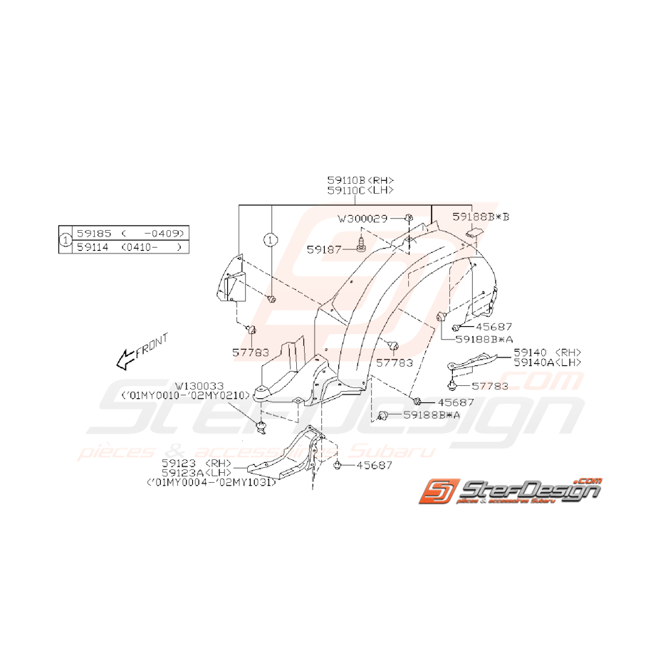 Ensemble Passage de Roue Avant Subaru WRX 2001 - 2002 Break Ensemble Passage de Roue Avant Subaru WRX 2001 - 2002 Break