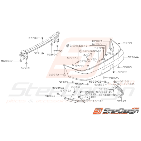 Ensemble Pare Choc Arrière SUBARU GT 1997 - 2000