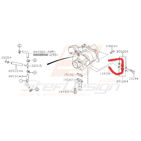 Durite d'eau de turbo pour subaru impreza WRX 2001-