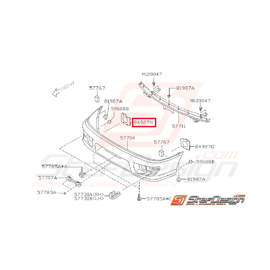 Plaque métallique derrière anti-brouillard GT 93-00 WRX/STI 01-02