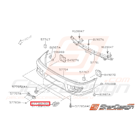 Grille de pare choc avant subaru GT 1999-2000