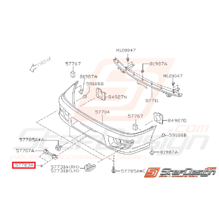 Clips support plaque d'immatriculation WRX/STI 01-07 et GT 93-00