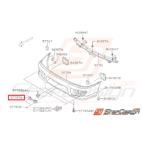 Support plaque d’immatriculation avant SUBARU GT 99-00 WRX/STI 01-05 