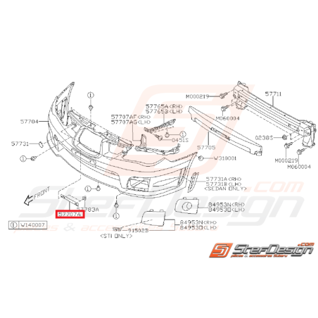 Support plaque d’immatriculation avant SUBARU GT 99-00 WRX/STI 01-05 