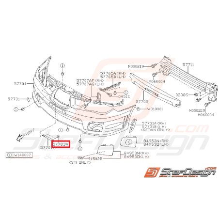 Clips support plaque d'immatriculation WRX/STI 01-07 et GT 93-00