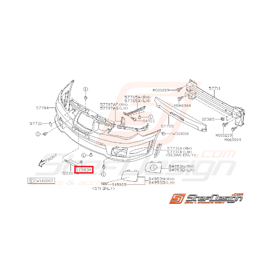 Clips support plaque d'immatriculation WRX/STI 01-07 et GT 93-00