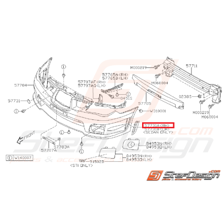 Cache latéral de pare choc avant subaru WRX et STI 06-07