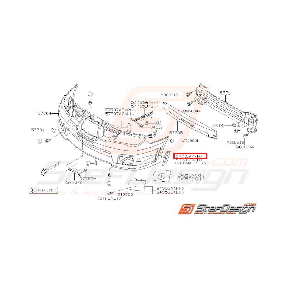 Cache latéral de pare choc avant subaru WRX et STI 06-07 Cache latéral de pare choc avant subaru WRX et STI 06-07
