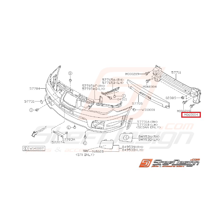 Vis traverse renforcement pare-choc avant WRX 08-14