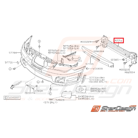 Renfort central pare choc avant WRX/STI 06-07