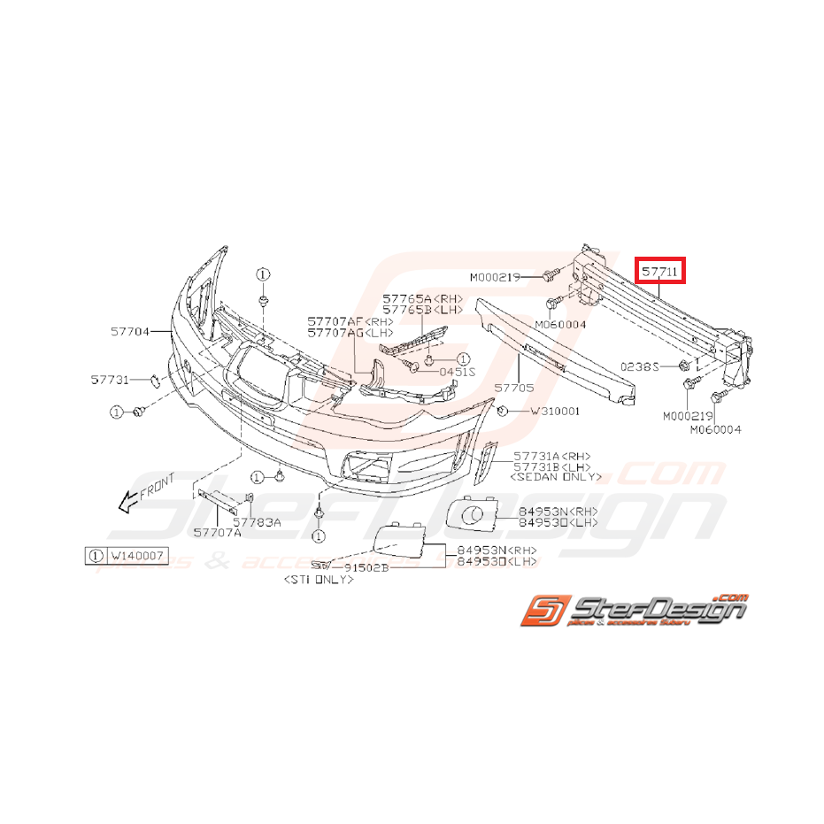 Renfort central pare choc avant WRX/STI 06-07
