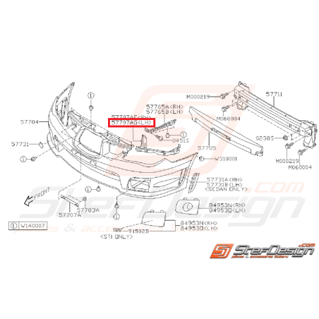 Renfort pare choc avant  subaru STI 06-07