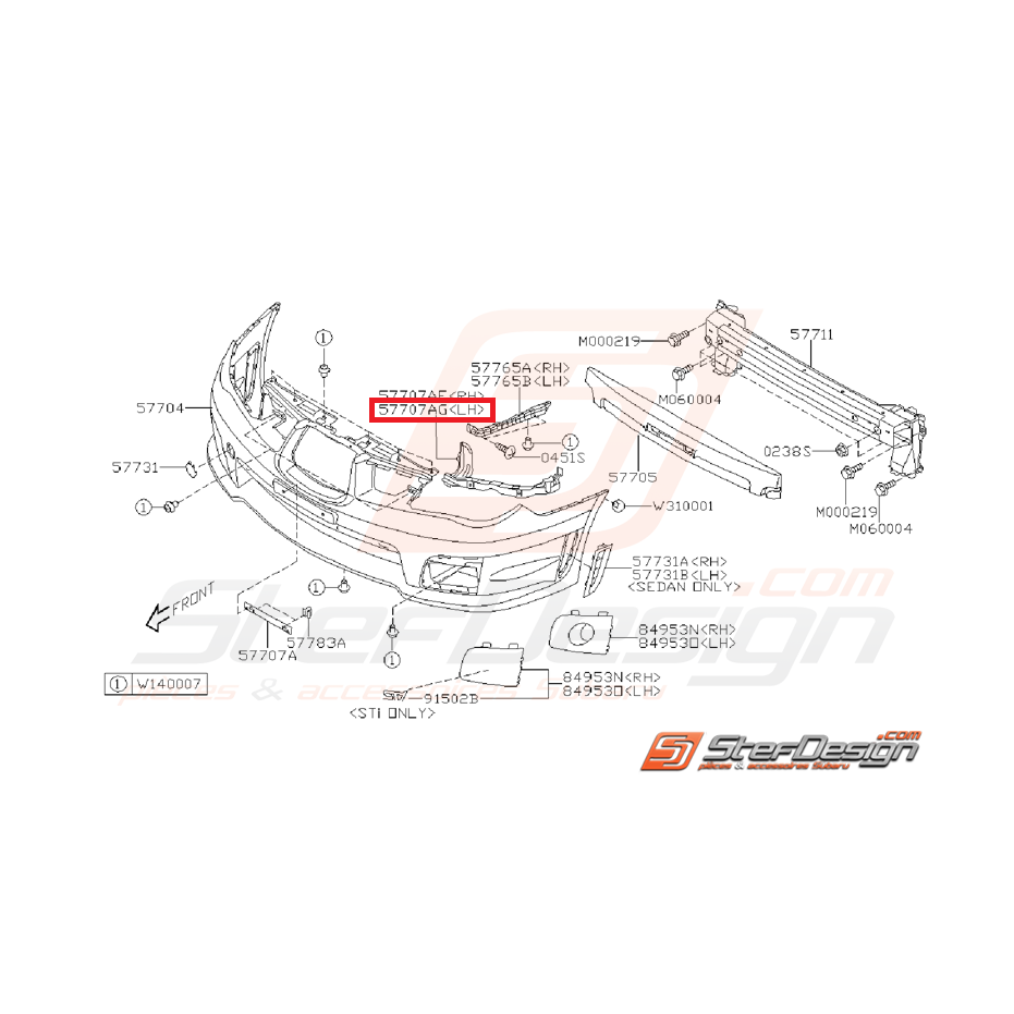 Renfort pare choc avant  subaru STI 06-07