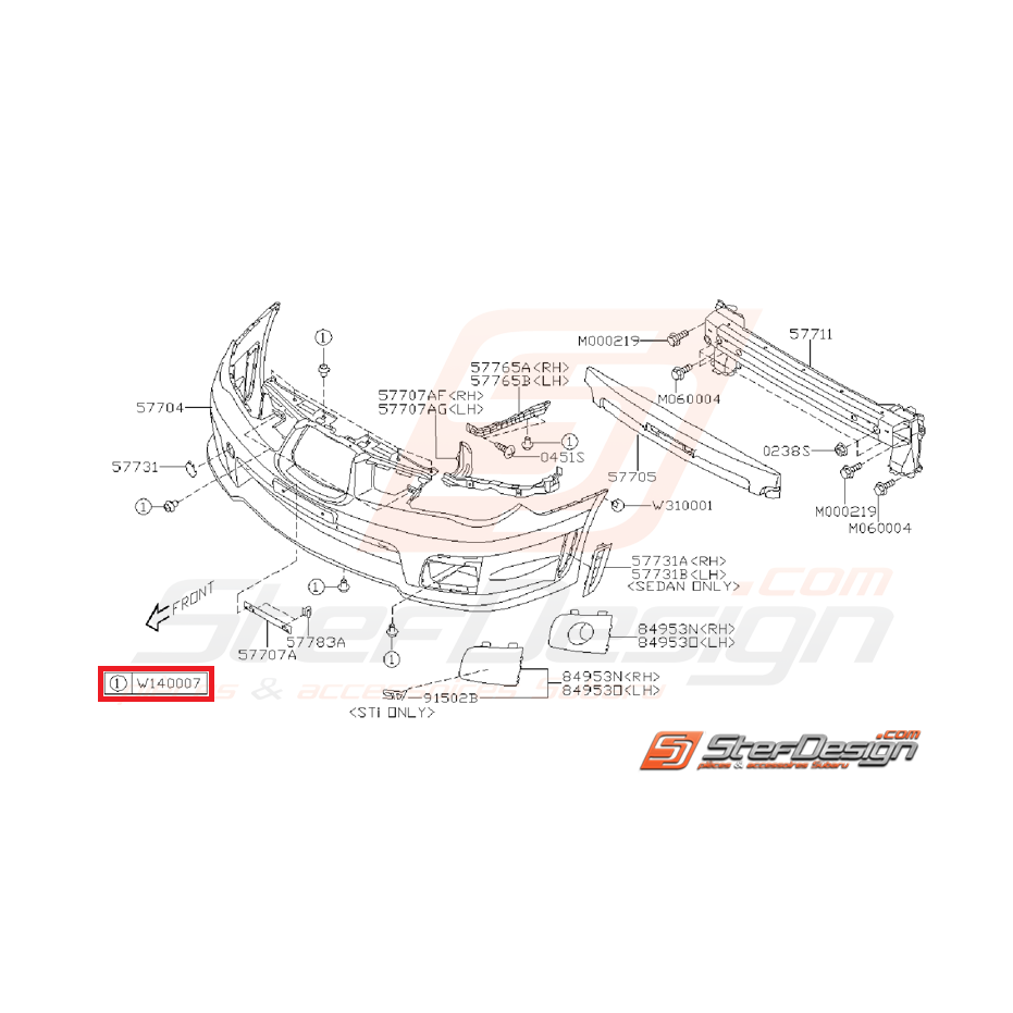 Clips de pare choc avant et arrière WRX/STI 01-14 et BRZ