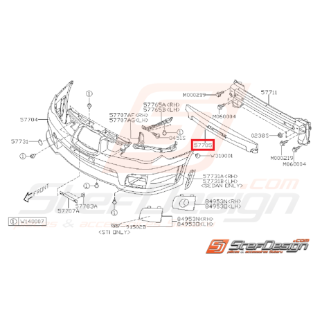 Absorbeur pare choc avant SUBARU STI 06-07