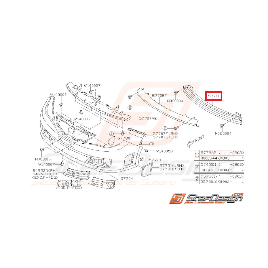 Renfort pare-choc avant STI/WRX 08-14