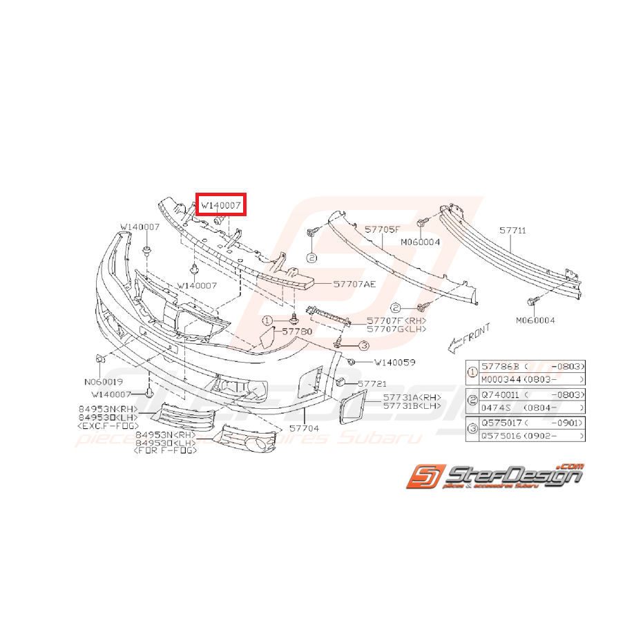 Clips de pare choc avant et arrière WRX/STI 01-14 et BRZ