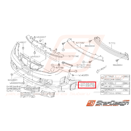 Couvercle latéral pare-choc avant subaru STI 08-14