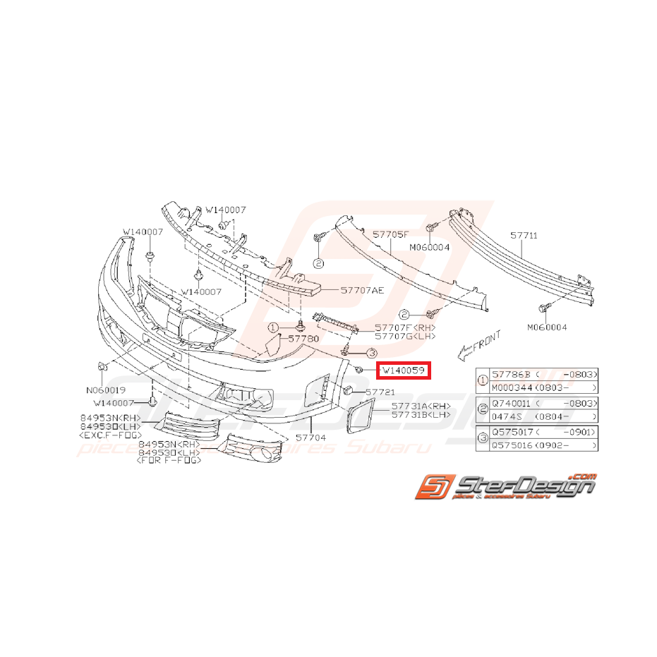 Clips pare choc avant STI/WRX 08-14