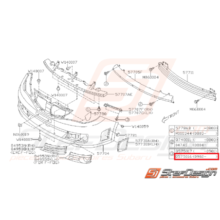 Vis de fixation de pare choc STI 10-14 WRX 09-11