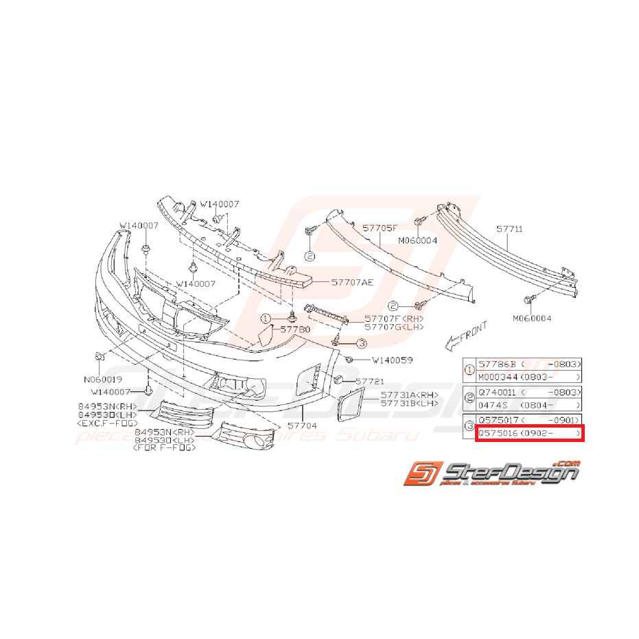 Vis de fixation de pare choc STI 10-14 WRX 09-11