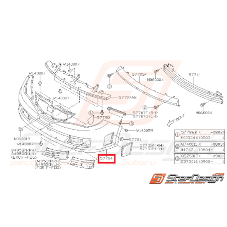 Pare choc avant origine subaru sans emplacement lave-phares STI 08-10