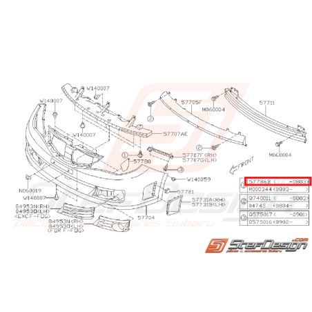 Vis de fixation du carénage sous plancher SUBARU STI 05-07