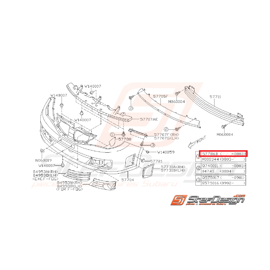 Vis de fixation du carénage sous plancher SUBARU STI 05-07