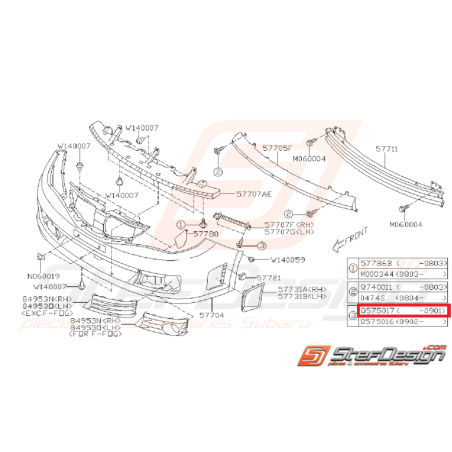 Vis pare choc arrière et avant STI 10-14 WRX 08 au 01/09 