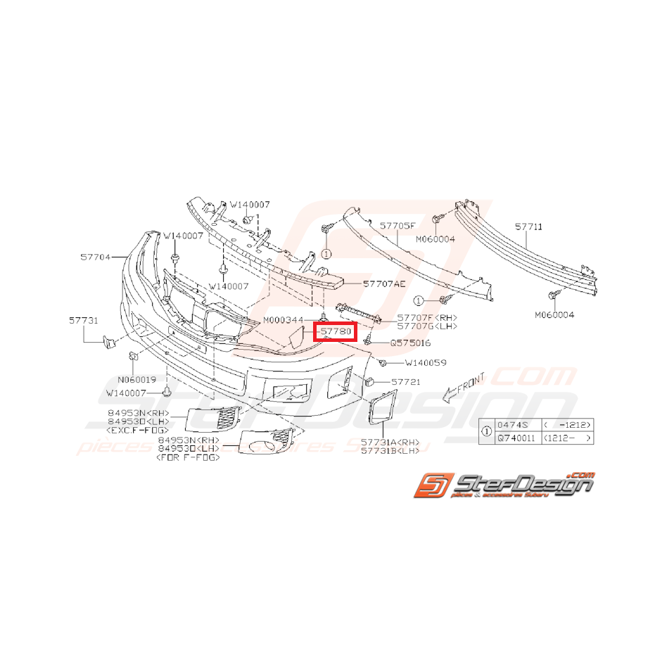 Joint pare-choc avant SUBARU WRX/STI 08-14 Joint pare-choc avant SUBARU WRX/STI 08-14