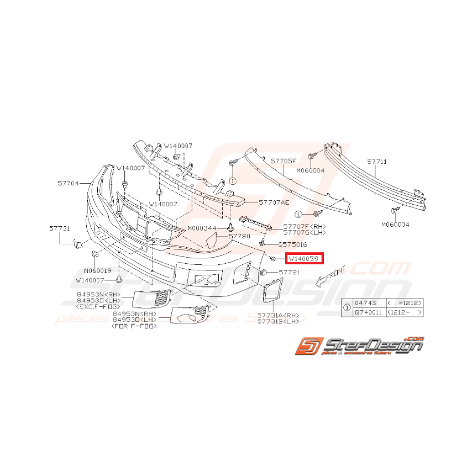 Clips pare choc avant STI/WRX 08-14