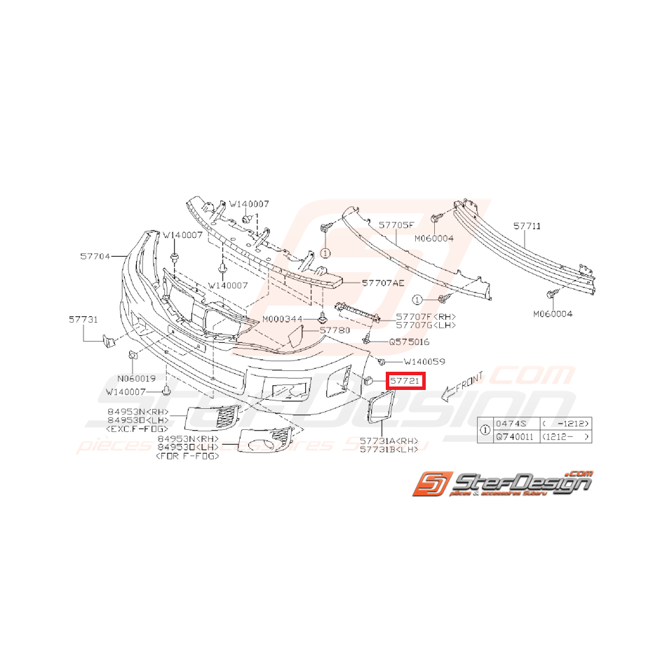 Clips pare-choc avant SUBARU STI 08-10