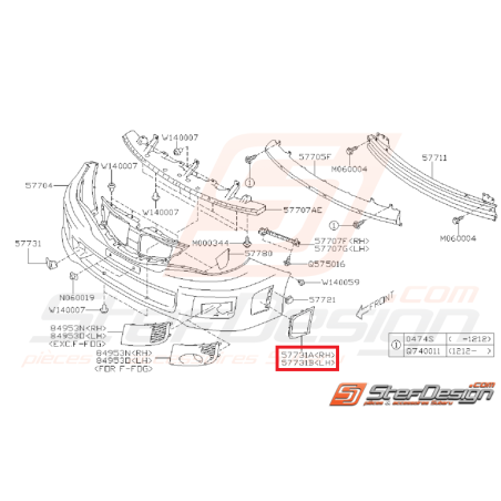 Couvercle latéral pare-choc avant subaru STI 08-14