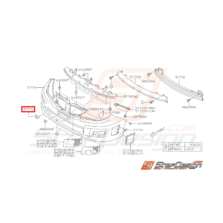 Cache de pare choc avant STI de 2011 à 2014 (emplacement de remorquage)