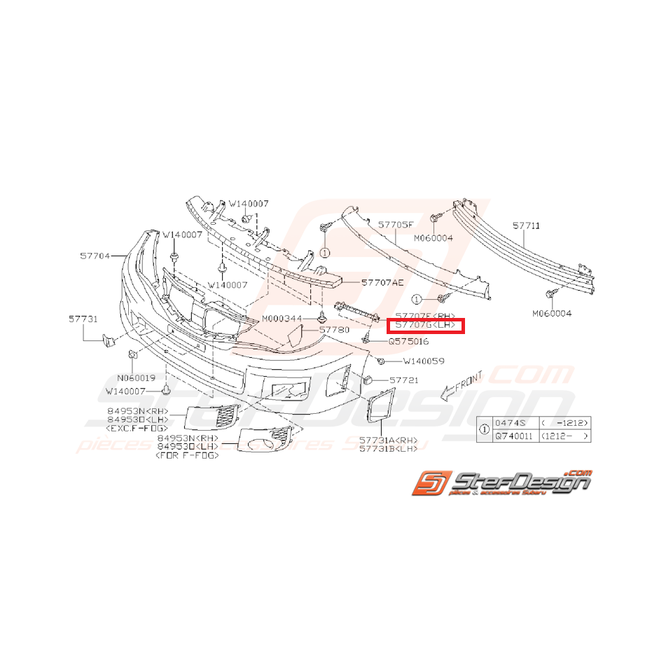 Support pare-choc avant latéral STI 08-14