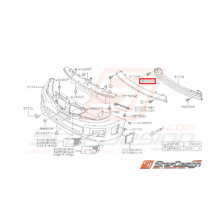 Vis traverse renforcement pare-choc avant WRX 08-14