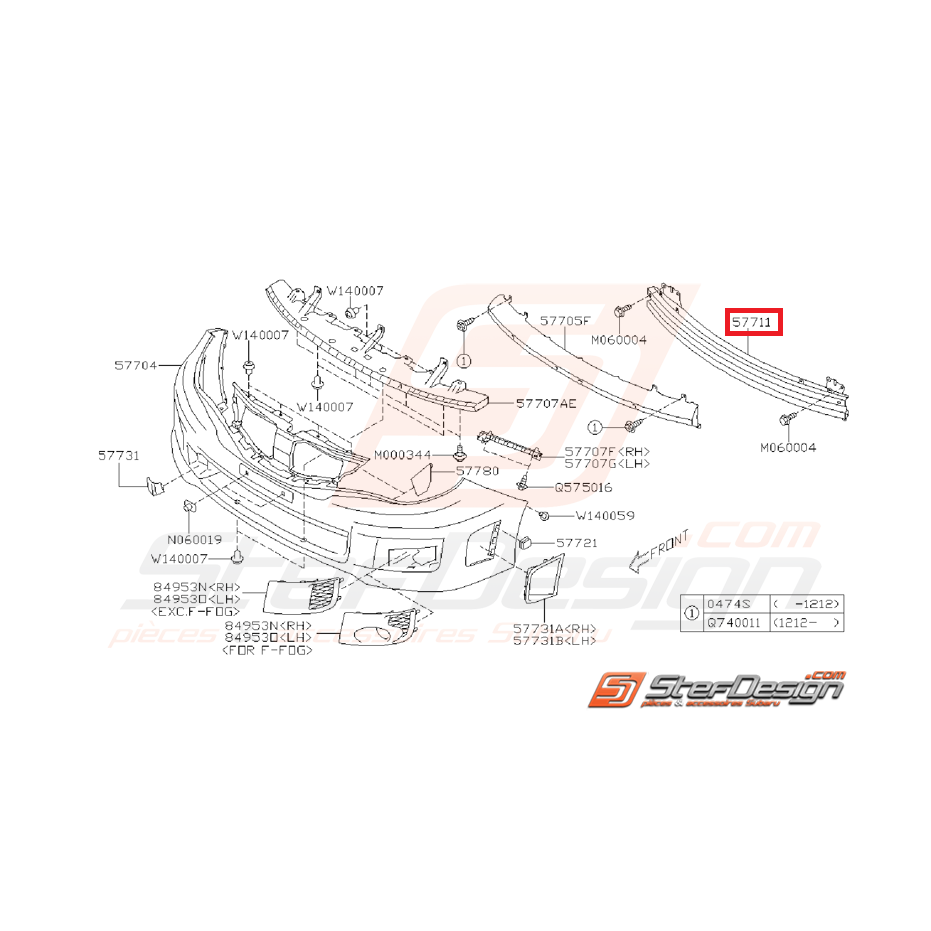 Renfort pare-choc avant STI/WRX 08-14