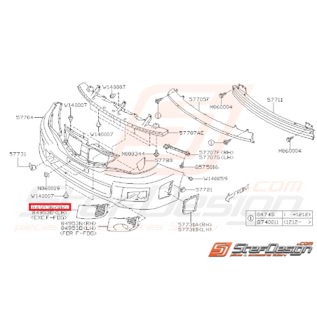 Cache anti brouillard SUBARU STI 2011-2014