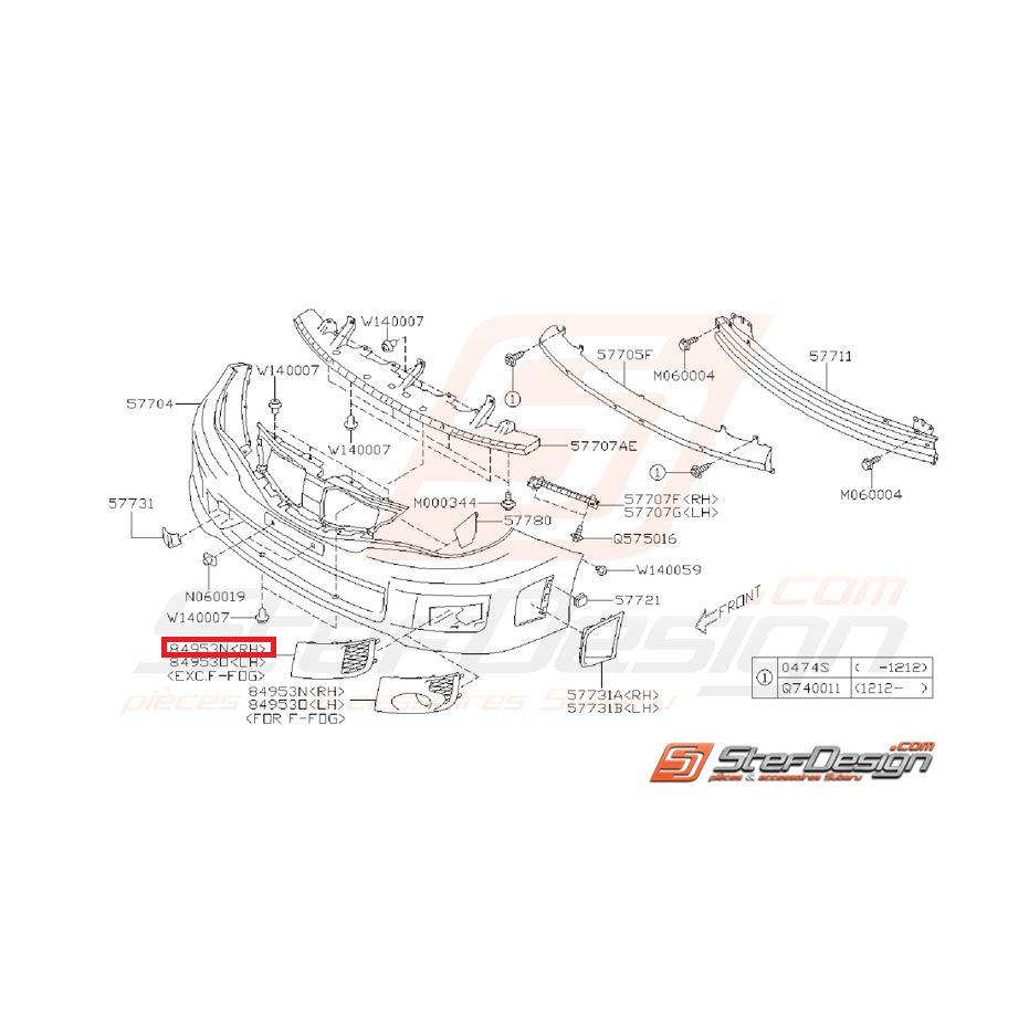 Cache anti brouillard SUBARU STI 2011-2014