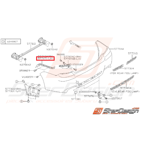 Support latérale de pare-choc arrière STI 11-14