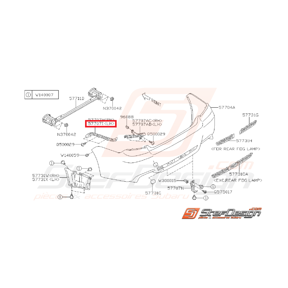 Support latérale de pare-choc arrière STI 11-14 Support latérale de pare-choc arrière STI 11-14