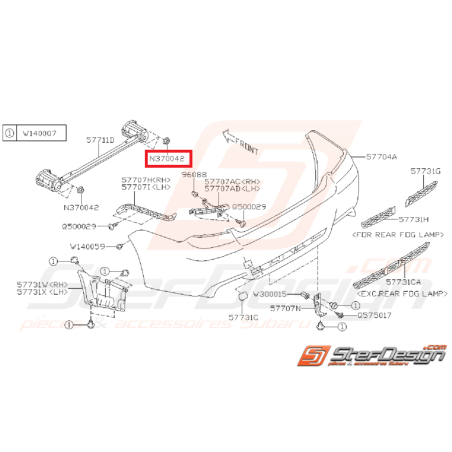 Écrou pare choc arrière SUBARU WRX/STI 08-14