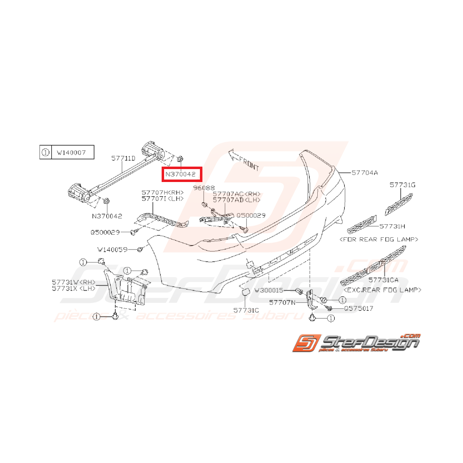 Écrou pare choc arrière SUBARU WRX/STI 08-14