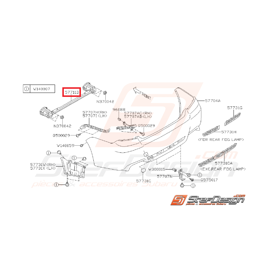 Traverse de pare choc arrière STI 2010-2014 Traverse de pare choc arrière STI 2010-2014