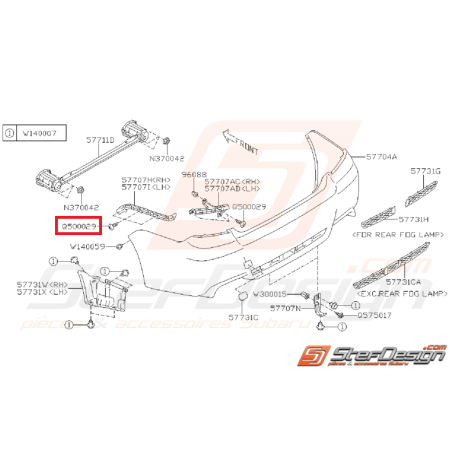 Vis pare choc arrière SUBARU STI/WRX 08-14