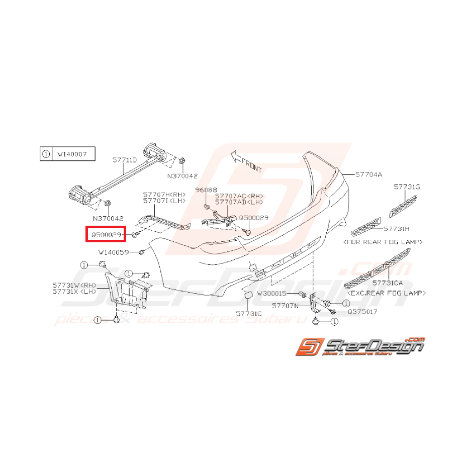 Vis pare choc arrière SUBARU STI/WRX 08-14
