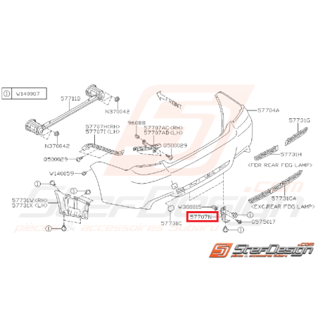 Support de pare-choc arrière STI 10-14 WRX 08-11