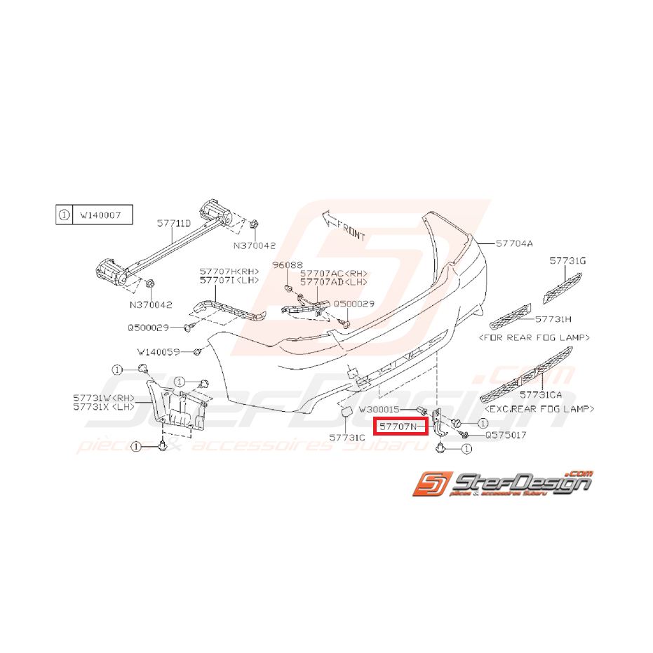 Support de pare-choc arrière STI 10-14 WRX 08-11